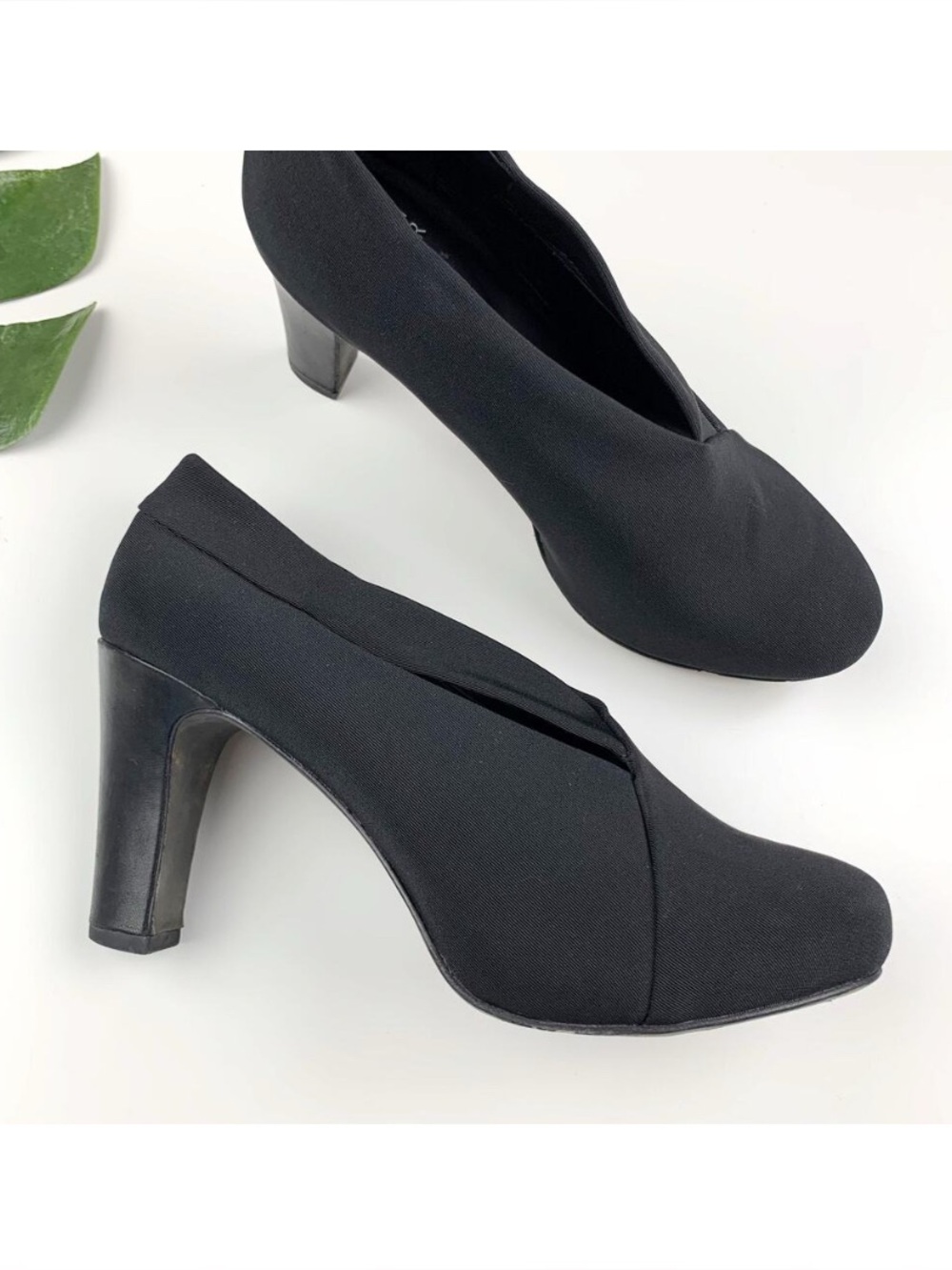 Eileen Fisher Booties Heels Black Grosgrain Fabric Hidden Platform Women's 7